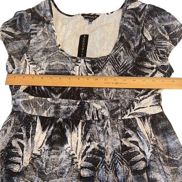 Chaudry Blue White Cotton Round Neck Cap Sleeves Dress Size M NWT - Picture 10 of 14